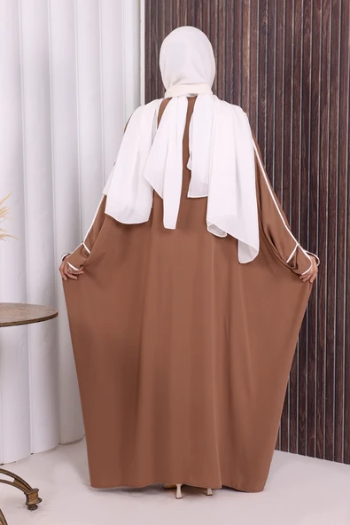 Fermuarlı Yarasakol Ferace 6002 Vizon - Resim 5