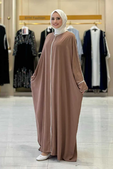 Fermuarlı Yarasakol Ferace 6002 Vizon - 3