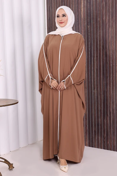 Fermuarlı Yarasakol Ferace 6002 Vizon - Resim 3