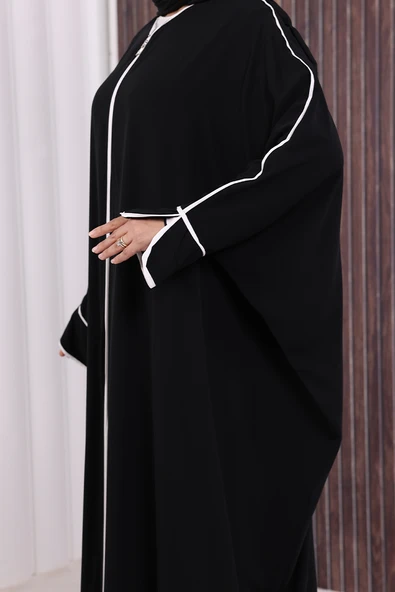 Fermuarlı Yarasakol Ferace 6002 Siyah - Resim 5