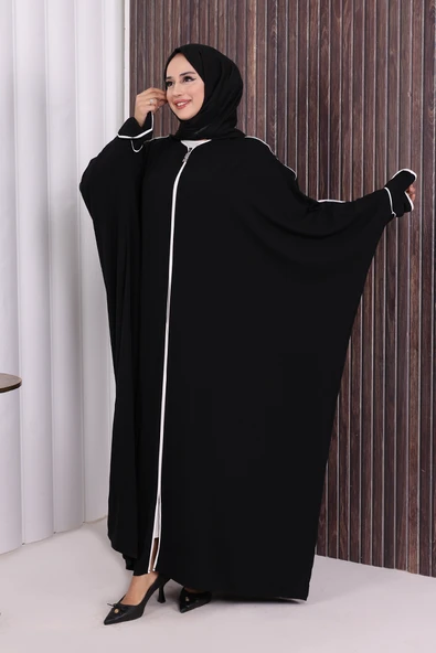 Fermuarlı Yarasakol Ferace 6002 Siyah - Resim 2