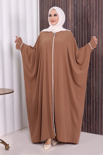 Fermuarlı Yarasakol Ferace 6002 Vizon - Resim 2