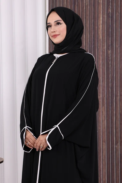 Fermuarlı Yarasakol Ferace 6002 Siyah - Resim 4