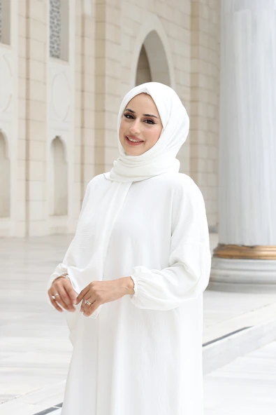 Şallı Namaz Elbisesi 3857 Ekru - 4