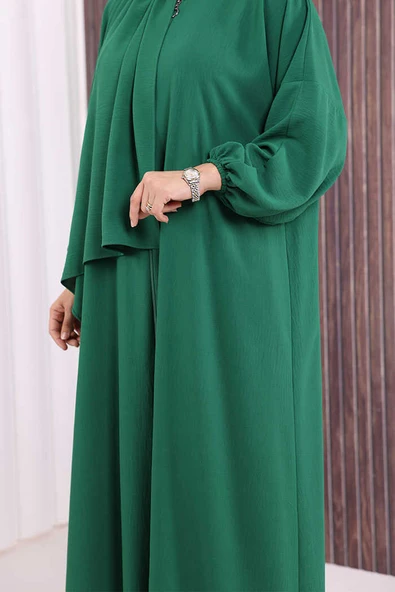 Şallı Namaz Elbisesi 3857 Zümrüt - Resim 6