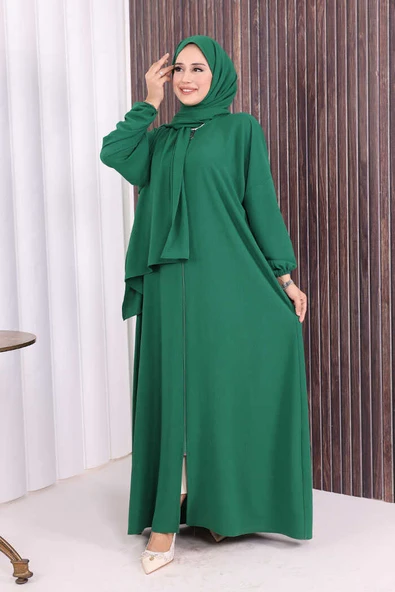 Şallı Namaz Elbisesi 3857 Zümrüt - Resim 2