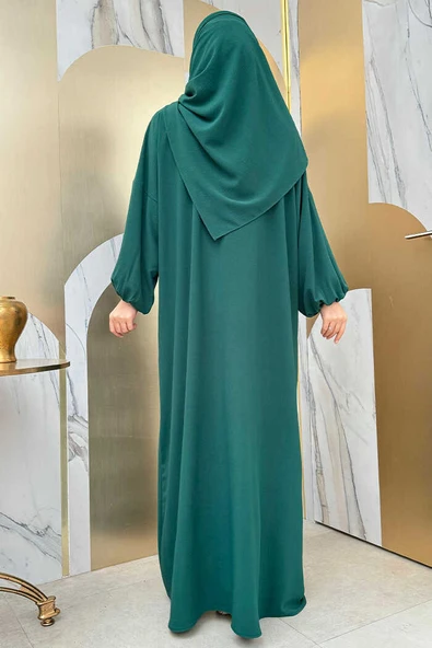 Şallı Namaz Elbisesi 3857 Zümrüt - 6