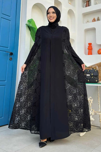 Dantel Abaya 7884 Siyah