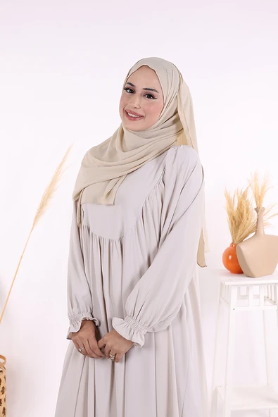 Kol Manşetleri Büzgülü Elbise 6004 Taş - Resim 3