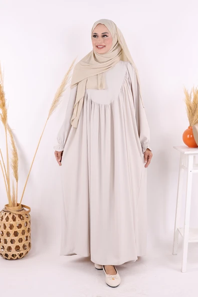 Kol Manşetleri Büzgülü Elbise 6004 Taş ürün görseli 1