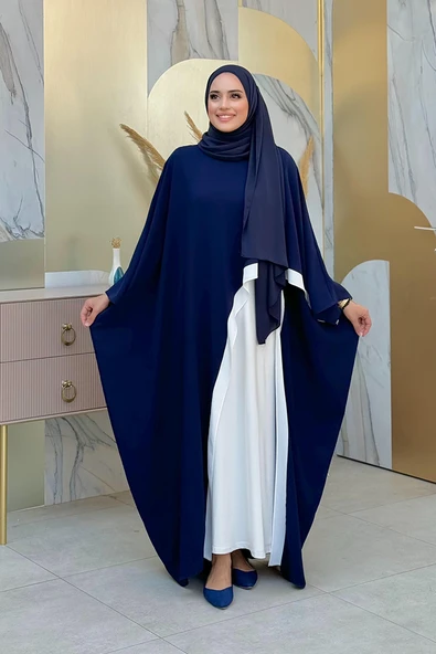 Şeritli Yandan Yırtmaç Detay Uzun Tunik 2742 Lacivert - Resim 3