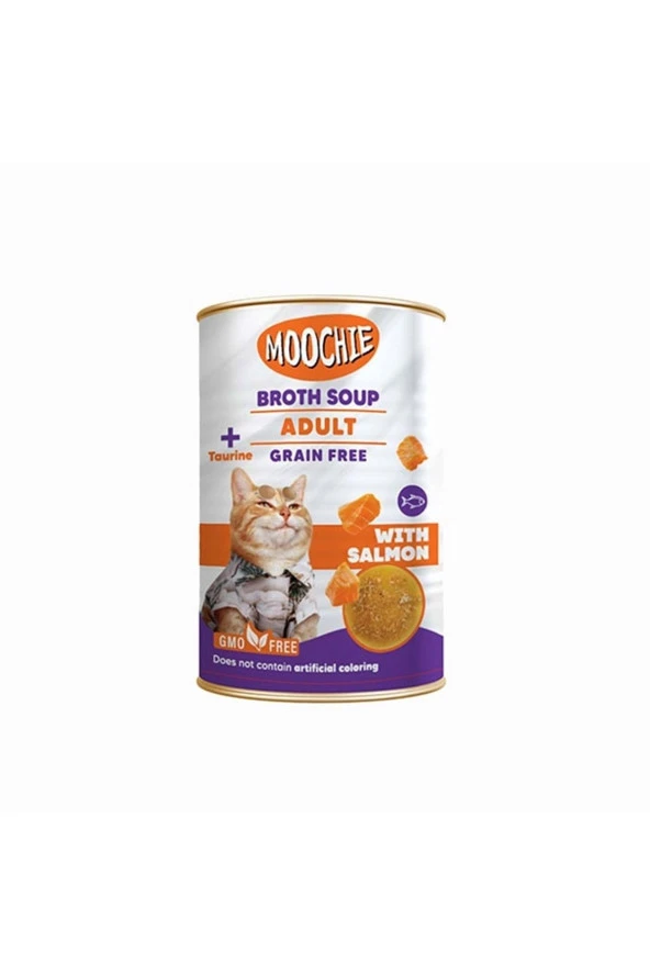 MOOCHIE Tahılsız Taurin Somon Balıklı Kedi Ödülü Çorbası 135 Ml