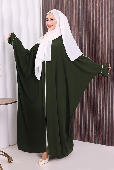 Fermuarlı Yarasakol Ferace 6002 Haki - Resim 3