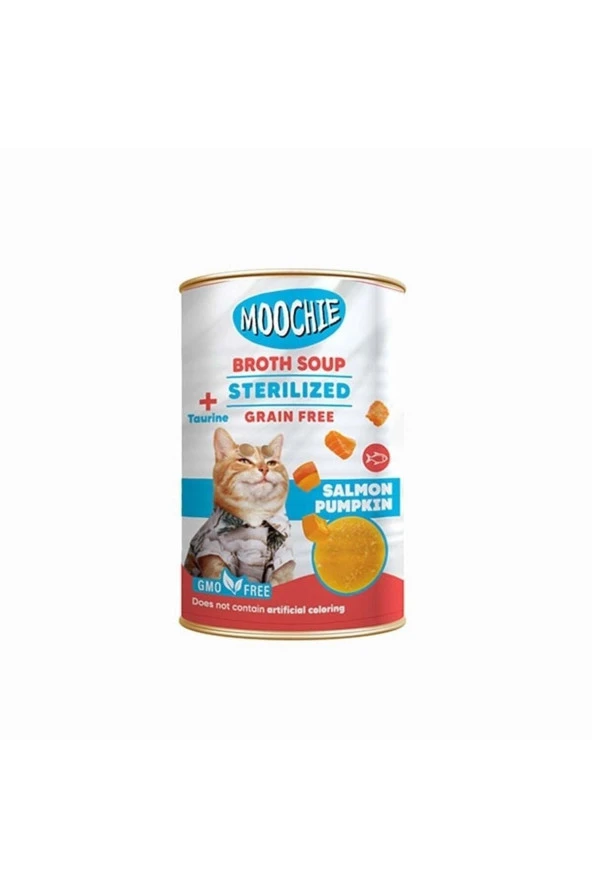 MOOCHIE Tahılsız Taurin Somon Balıklı Kısır Kedi Ödülü Çorbası 135 Ml