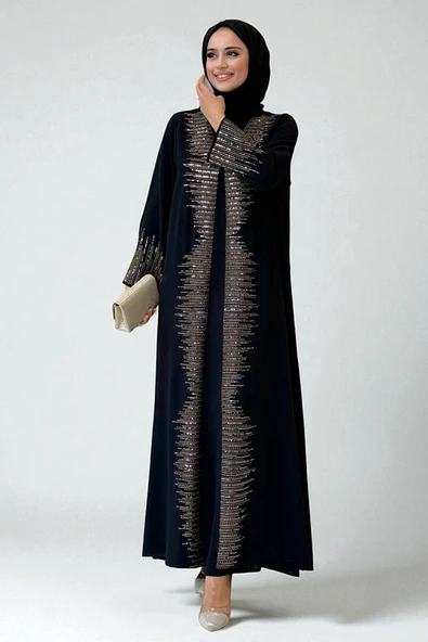 Pul İşlemeli Yelekli Elbise Takım 8498 Siyah ürün görseli