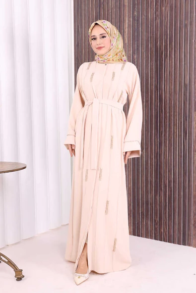 Boncuk İşlemeli Tam Boy Ferace 7894 Taş ürün görseli