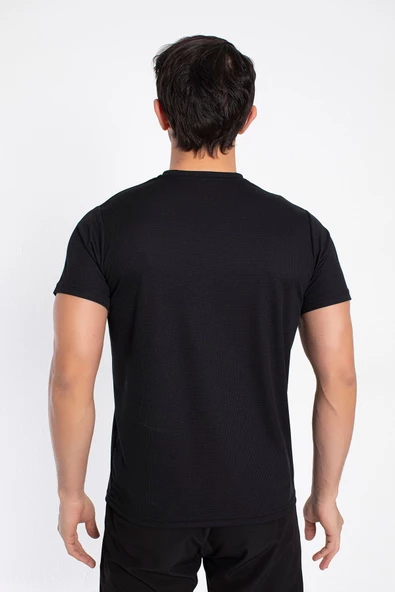 Crozwise V Yaka Erkek Siyah Spor T-shirt - 7136-10 - 3