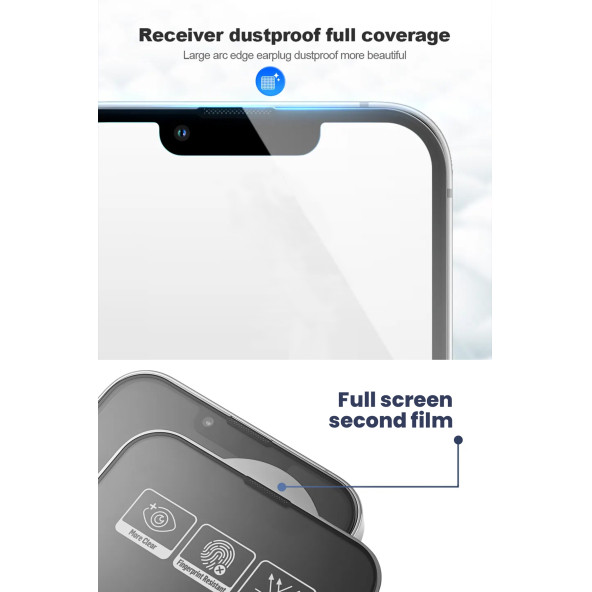 iPhone 15 Pro Hayalet Kırılmaz Cam Ekran Koruyucu Kolay Uygulama Aparatlı