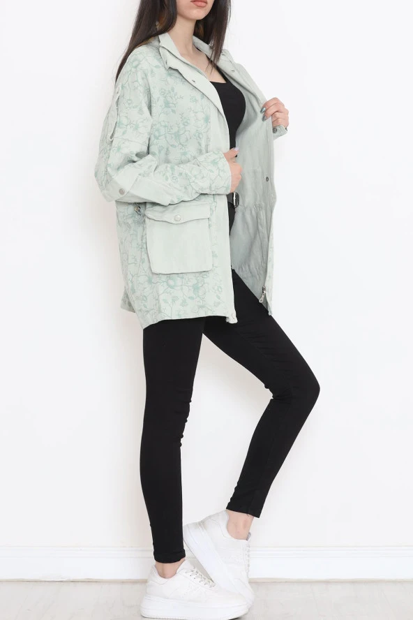 Desenli Dik Yaka Ceket Mint - 1412.1367. - 2