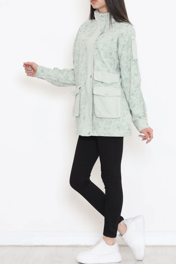 Desenli Dik Yaka Ceket Mint - 1412.1367. - 6