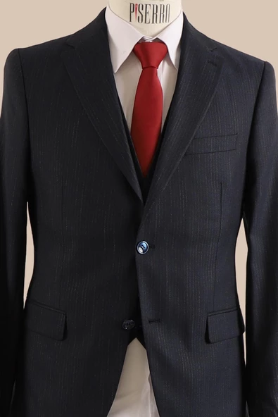 Yelekli Takım Elbise Slim Fit - 9