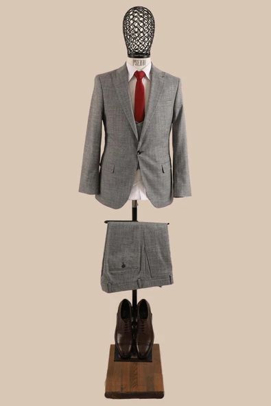 Yelekli Takım Elbise Slim Fit - 2