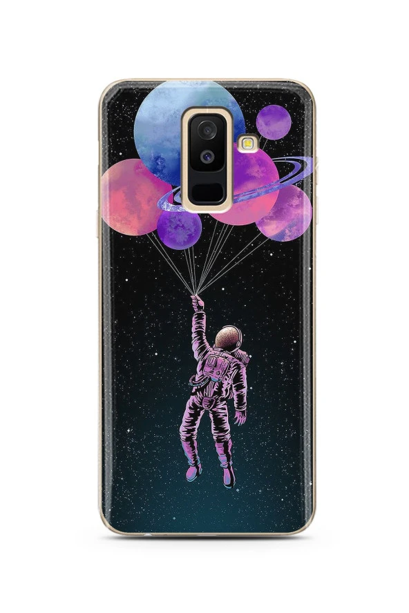 Uzay Balon Tasarım Süper Şeffaf Silikon Telefon Kılıfı Samsung A6 Plus
