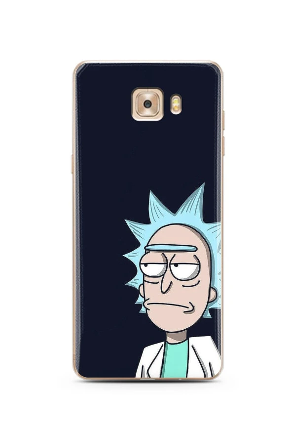 Samsung C9 Pro Rick and Morty Tasarım Süper Şeffaf Silikon Telefon Kılıfı