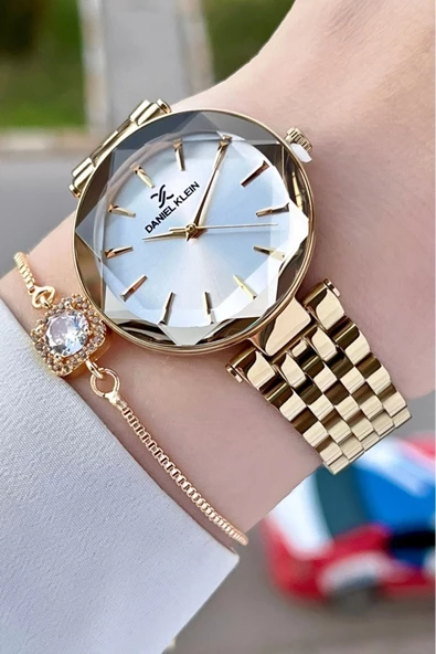 Daniel Klein DKISTE1014 Gold Renk Hediye Paketli Kadın Kol Saati ve Bileklik ürün görseli 1