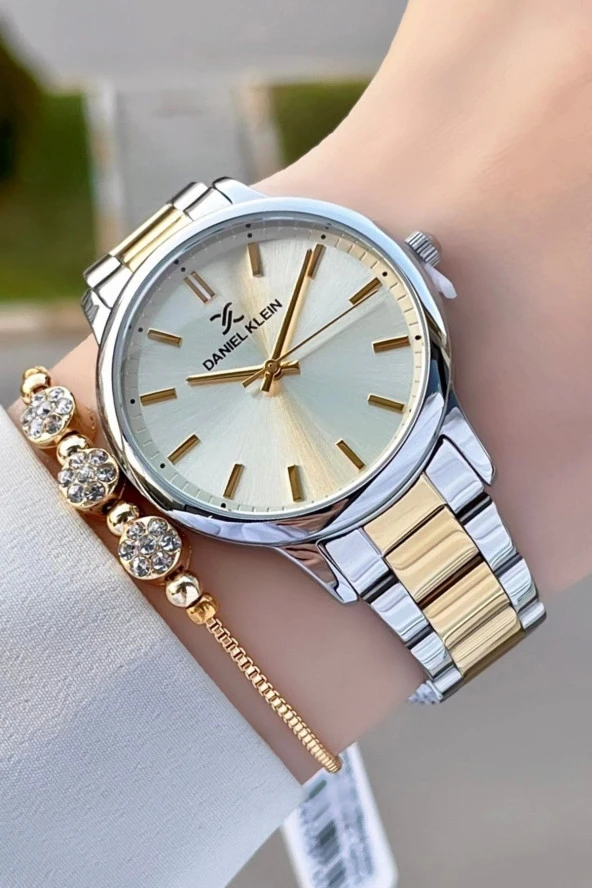 Daniel Klein DKISTE1025 Gold Gümüş Renk Hediye Paketli Kadın Kol Saati ve Bileklik