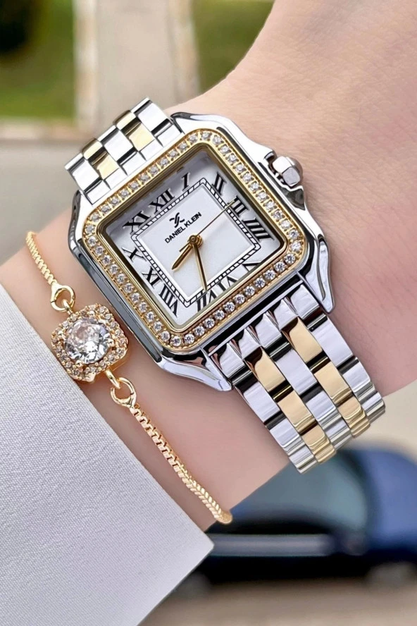 Daniel Klein DKISTE1028 Gold Gümüş Renk Hediye Paketli Kadın Kol Saati ve Bileklik