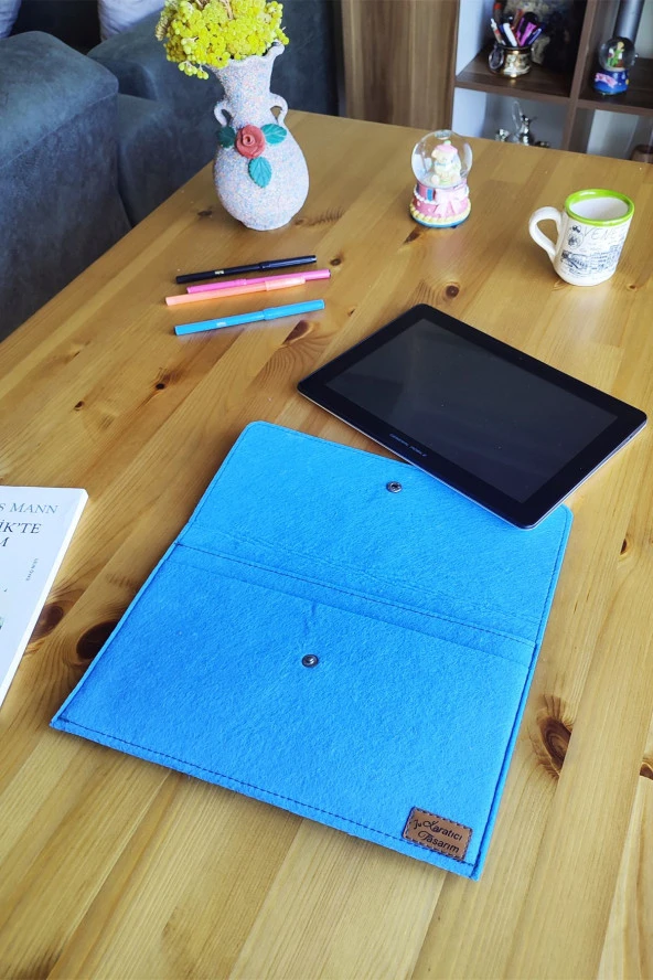 Keçe Tablet Kılıfı Mavi Apple Samsung Asus Lenovo Casper Tüm Markalara Uyumlu - Resim 3