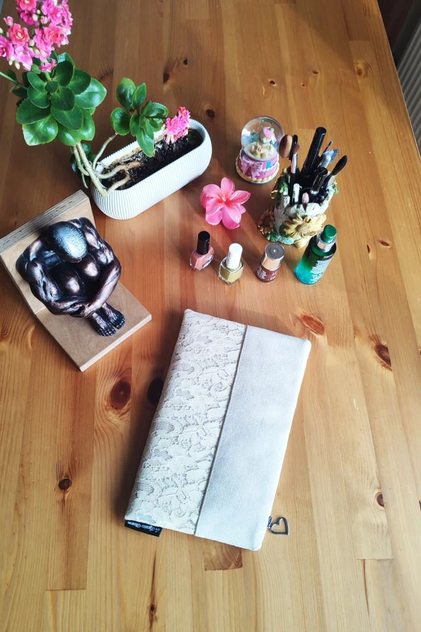 Kadın Portföy & Clutch Çanta Pudra - Resim 3