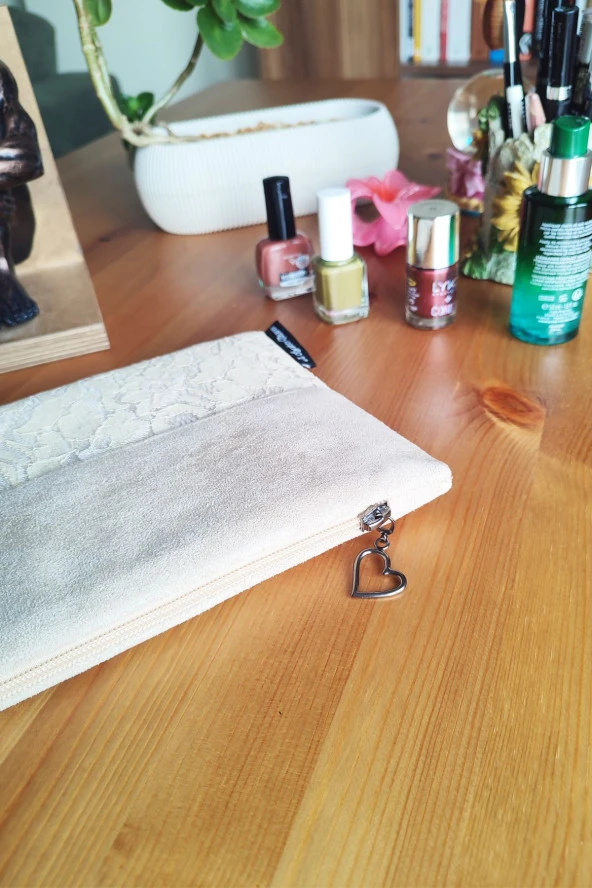 Kadın Portföy & Clutch Çanta Pudra - Resim 4