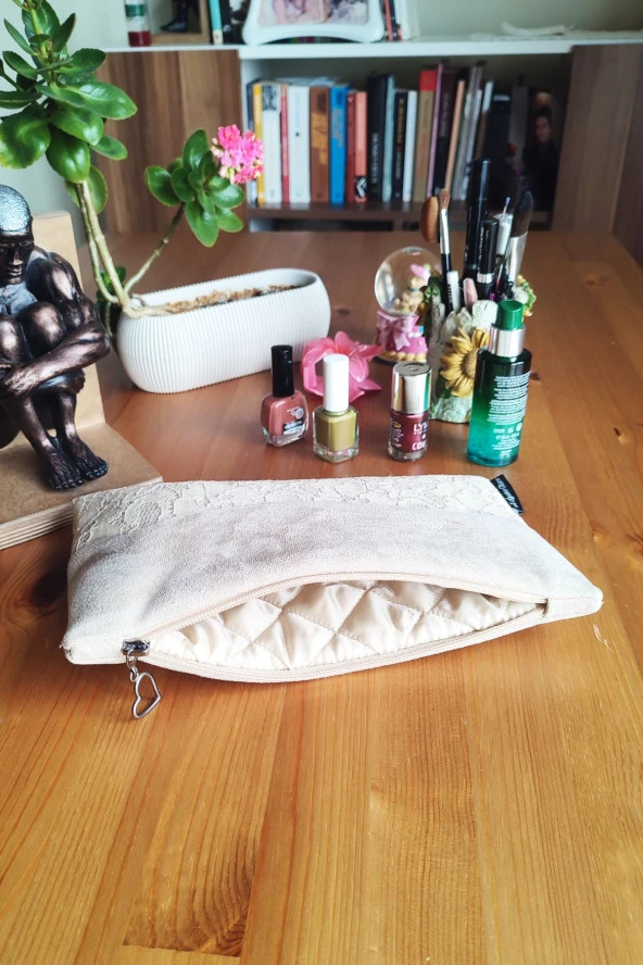 Kadın Portföy & Clutch Çanta Pudra - Resim 5
