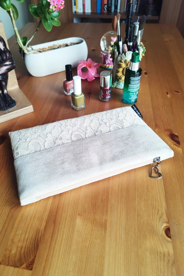 Kadın Portföy & Clutch Çanta Pudra - Resim 2