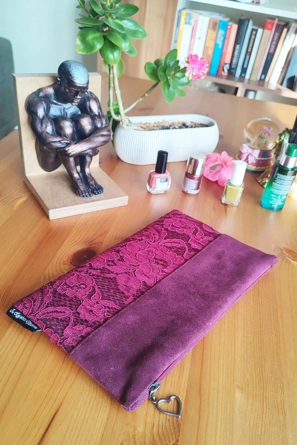 Kadın Portföy & Clutch Çanta Bordo - Resim 2