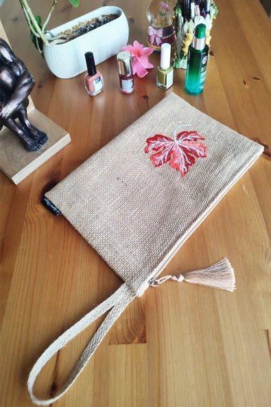 Hasır Kadın Portföy & Clutch Çanta Yaprak - Resim 2