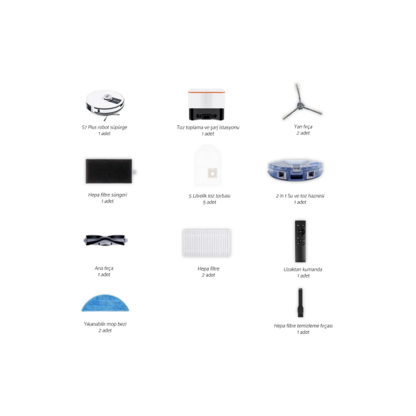 Yui S7 Plus Akıllı Çöp Istasyonlu Robot Vacuum & Mop Süpürge Beyaz(Yuı Türkiye Garantili) - 7