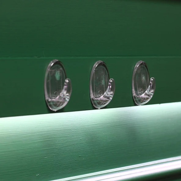 Banyo Lavabo Mutfak Askılık Şeffaf Plastik Sağlam Asma İz Bırakmayan Yapışkanlı Askı 3 Adetli Set - 3