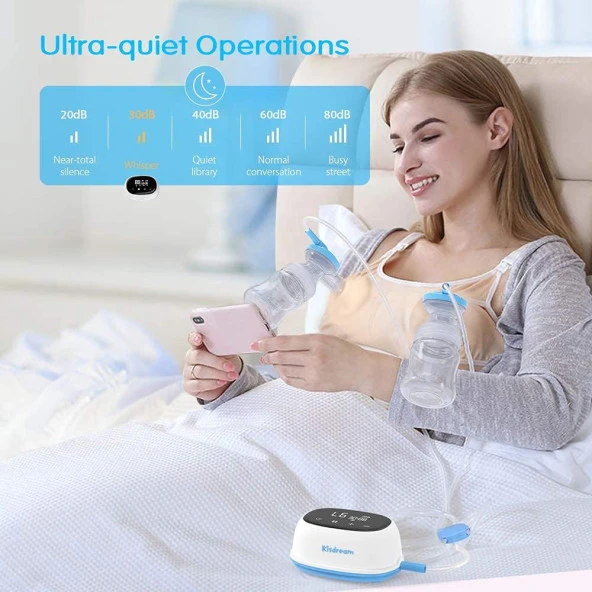 Şarjlı Süt Sağma Pompası 4 Mod 9 Seviye Dokunmatik Led Ekran 10 Süt Saklama Poşeti - 4