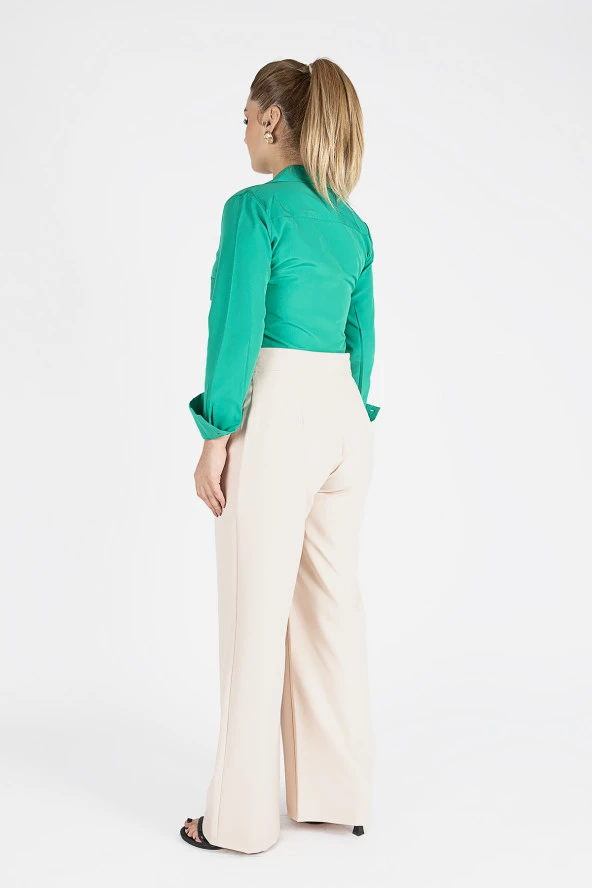 Kadın Crop Gömlek Yeşil - 5