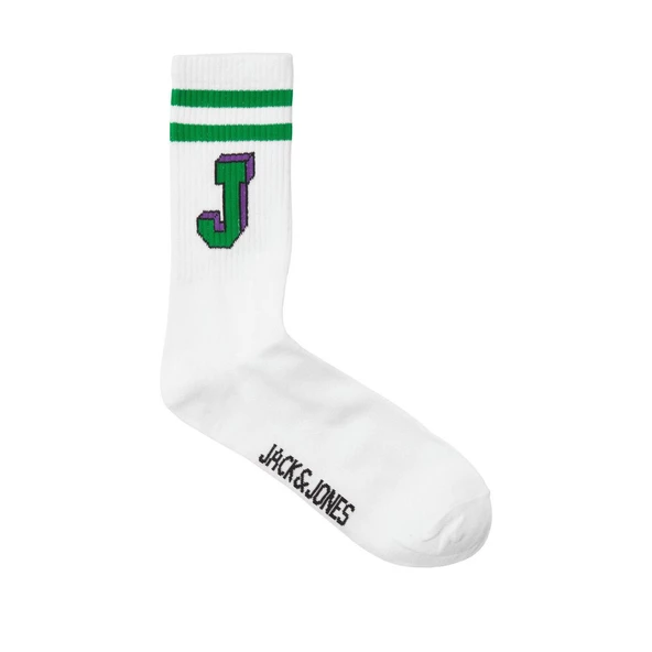 Jack & Jones 12250749 Jacsingle J Tennis Sock Sn Beyaz-Yeşil