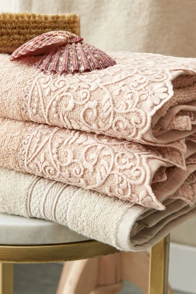 Karaca Home Pamuklu Otto Aile Banyo Seti Blush Bej - 4
