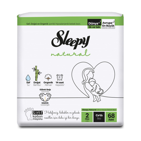 Sleepy Natural 2 Numara Mini 68'Li Bebek Bezi