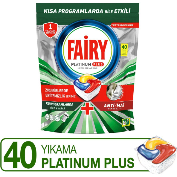 Fairy Platinum Plus Bulaşık Makinesi Deterjanı Kapsülü  40 Yıkama Limon Kokulu