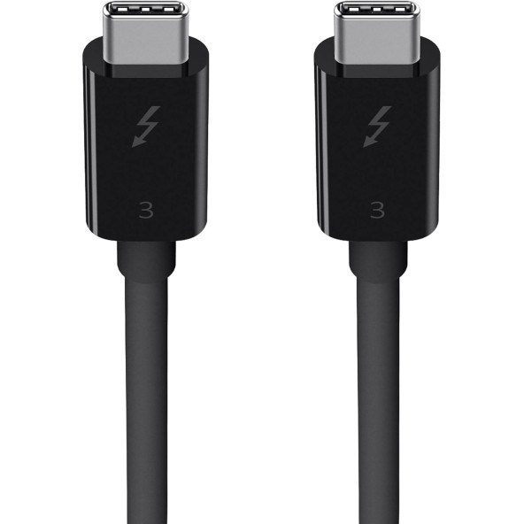 Belkin Thunderbolt 3 USB-C Kablosu (0,5 m, Thunderbolt-Sertifikalı, 40 Gbit/s, 5K 100 W, Tip C 3.1) Siyah