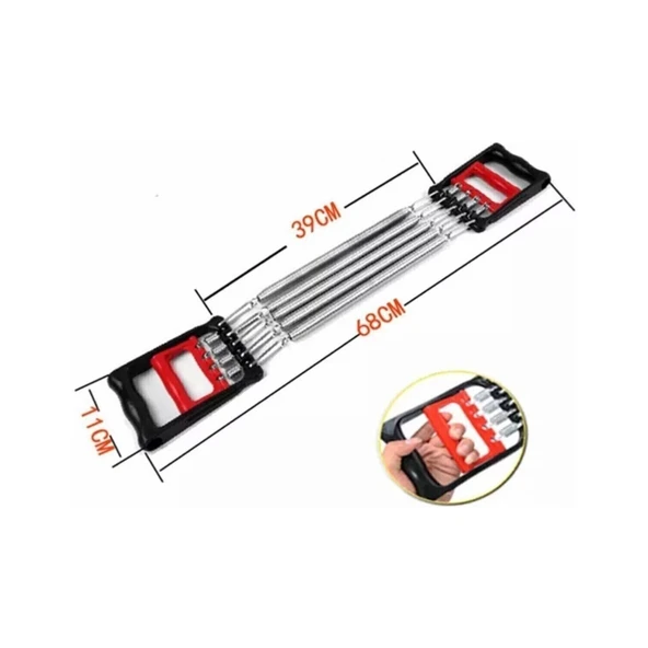 Göğüs Yayı - El Yayı 5 Dirençli El Ayak Göğüs Yayı Çelik Yay Spor Aleti Kas Geliştirici Set - 7