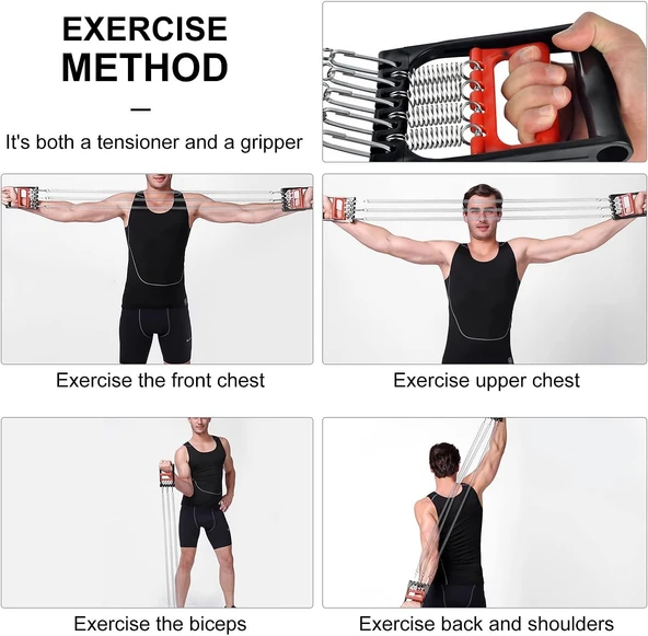 Göğüs Yayı - El Yayı 5 Dirençli El Ayak Göğüs Yayı Çelik Yay Spor Aleti Kas Geliştirici Set - 2