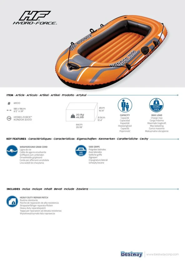 Bestway Hydro-Force Kondor 2000 Şişme Bot 196X114 Cm - 3